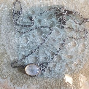 Small Oxidized Sterling Moonstone Necklace